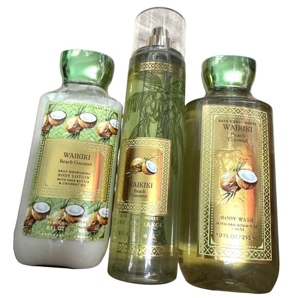 Bath & Body Works 3pc Waikiki Beach Coconut Set NEW - Picture 1 of 2